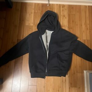 Hollister Black Hooded fur Jacket